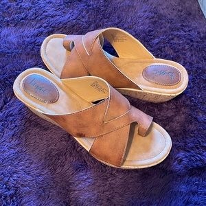 Women’s B.O.C. Tan Wedge Sandals Size 8